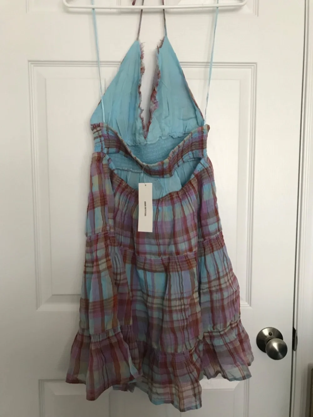 NWT Kimchi Blue Phoebe Open-Back Halter Knee Length Dress M Blue Purple - Picture 5 of 10